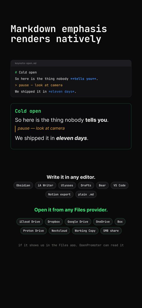 Markdown emphasis renders natively