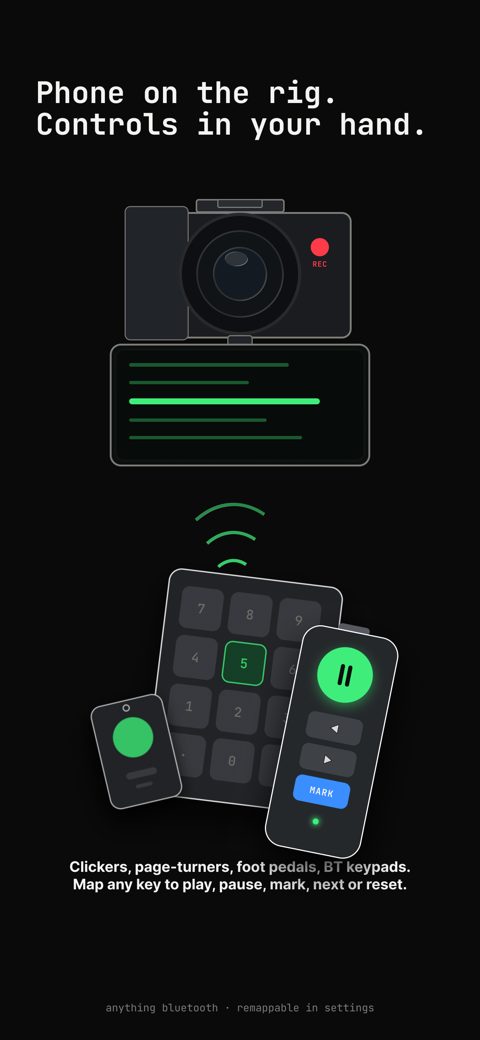 Phone on the rig, controls in your hand